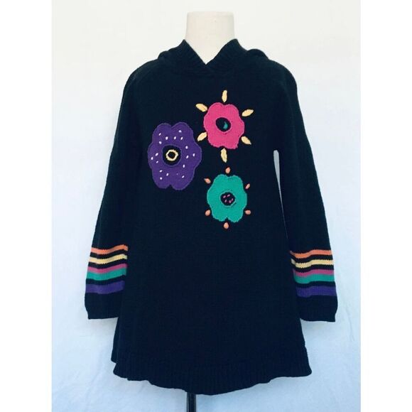 Hanna Andersson Girls 6/7 (120) Hooded Sweater Floral Appliqué Dress - Picture 1 of 6